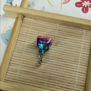 Happy Birthday Colorful Heart Charm with Silver Accents Fits Pandora